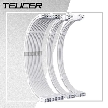 Teucer-Câble d'extension PSU pour carte mère, ATX, 24 broches, GPU PCI-E, 6 + 2 broches, 8 broches, CPU EPS, 4 + 4 broches, kit 3 en 1, 18AWG, 300mm, alimentation avec peignes