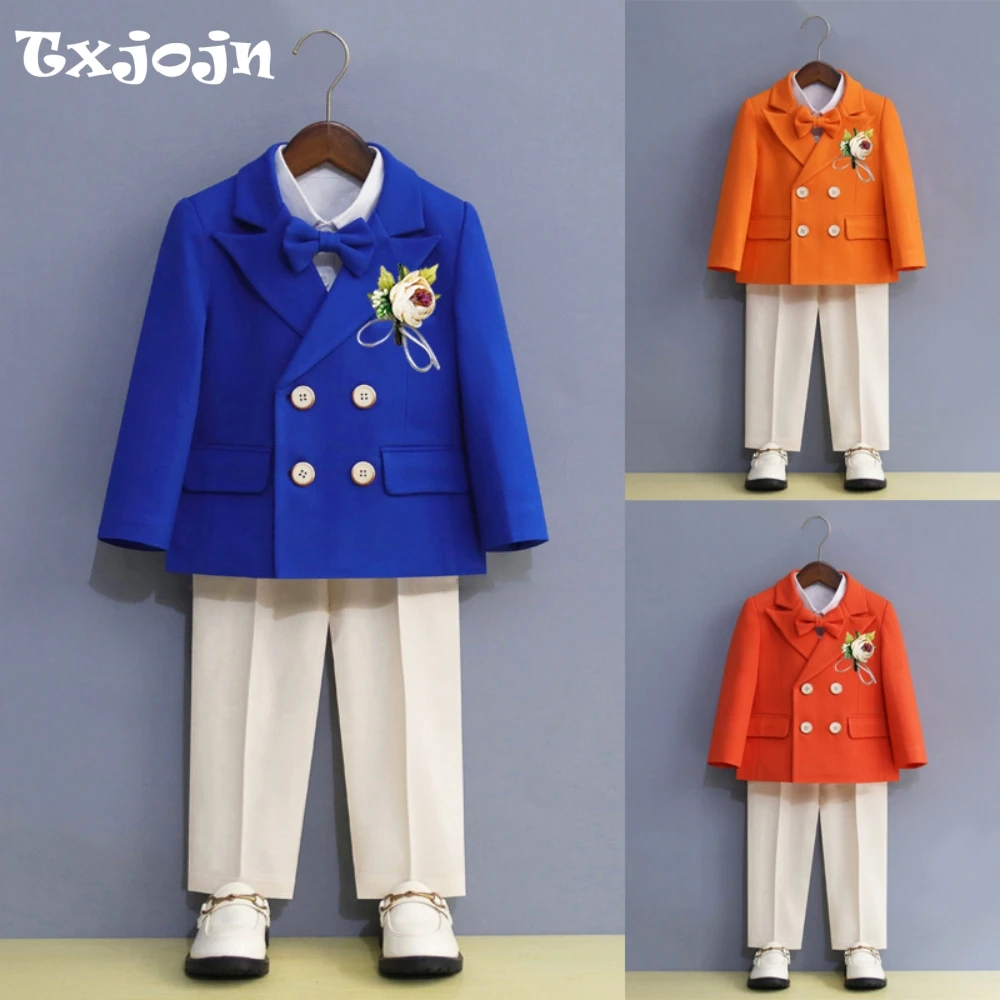Flower Boys Suit Set 4 Pieces Blazer Pants Bow-tie Brooch Wedding Tuxedo Double Breasted Kids Suits Birthday Party Outfit
Flower Boys Suit Set 4 Pieces Blazer Pants Bow-tie Brooch Wedding Tuxedo Double Breasted Kids Suits Birthday Party Outfit