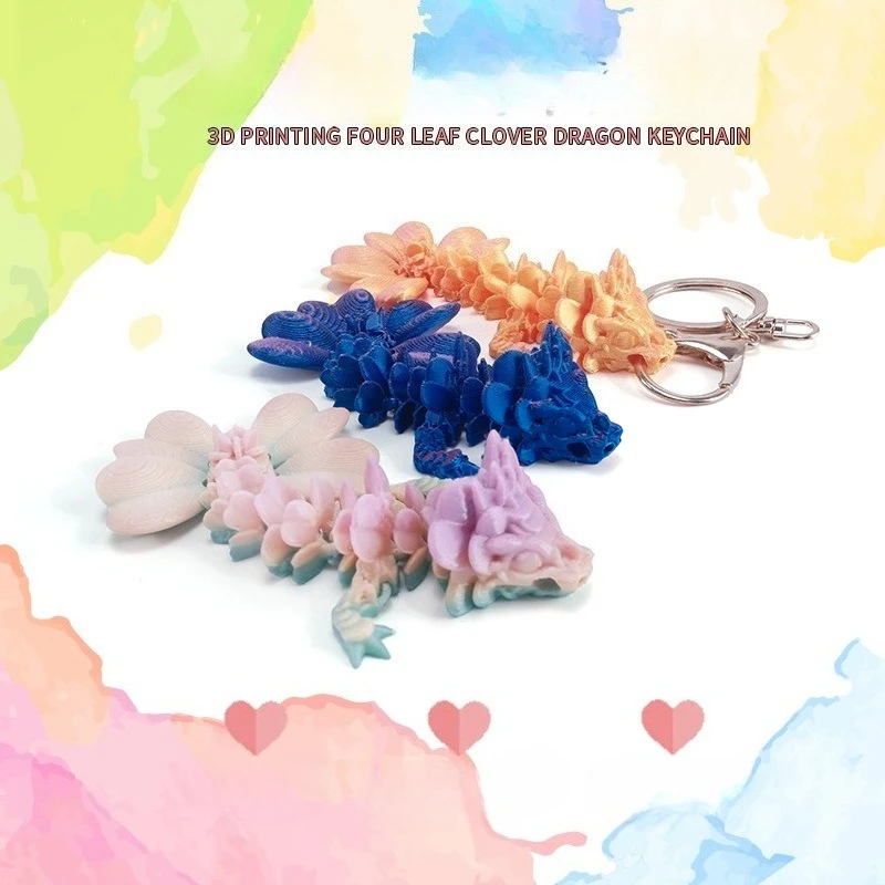 3D Printed Clover Dragon Keychain Creative Movable Dragon Bag Pendant 3D Printed Toys Desktop Decor Ornament for Birthday Gift
3D Printed Clover Dragon Keychain Creative Movable Dragon Bag Pendant 3D Printed Toys Desktop Decor Ornament for Birthday Gift