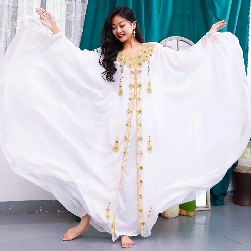 Dubai Kaftan Beaded Sequins Decorated Arab Robes 2-piece Set Chiffon White V-neck Elegant and Fashionable
Dubai Kaftan Beaded Sequins Decorated Arab Robes 2-piece Set Chiffon White V-neck Elegant and Fashionable