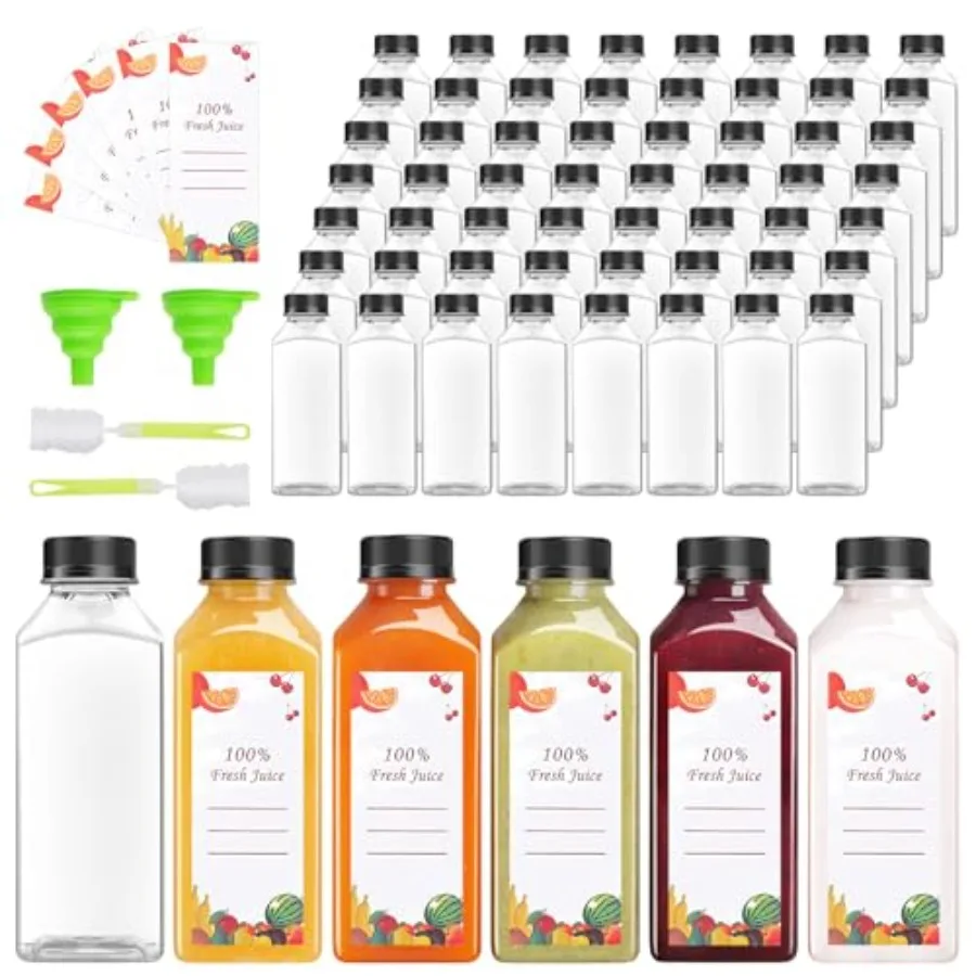 40 pcs 12oz Pcs Juice Bottles, Juice Bottle with Caps Reusable Empty Clear Bottles with Label, Funnel, Brush Bulk Beverage Cont
40 pcs 12oz Pcs Juice Bottles, Juice Bottle with Caps Reusable Empty Clear Bottles with Label, Funnel, Brush Bulk Beverage Cont
