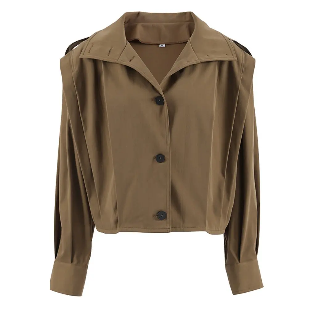 Women's Pleated Lapel Jacket European American Design Autumn Loose Long-Sleeved Fashion Outerwear for Ladies
Women's Pleated Lapel Jacket European American Design Autumn Loose Long-Sleeved Fashion Outerwear for Ladies