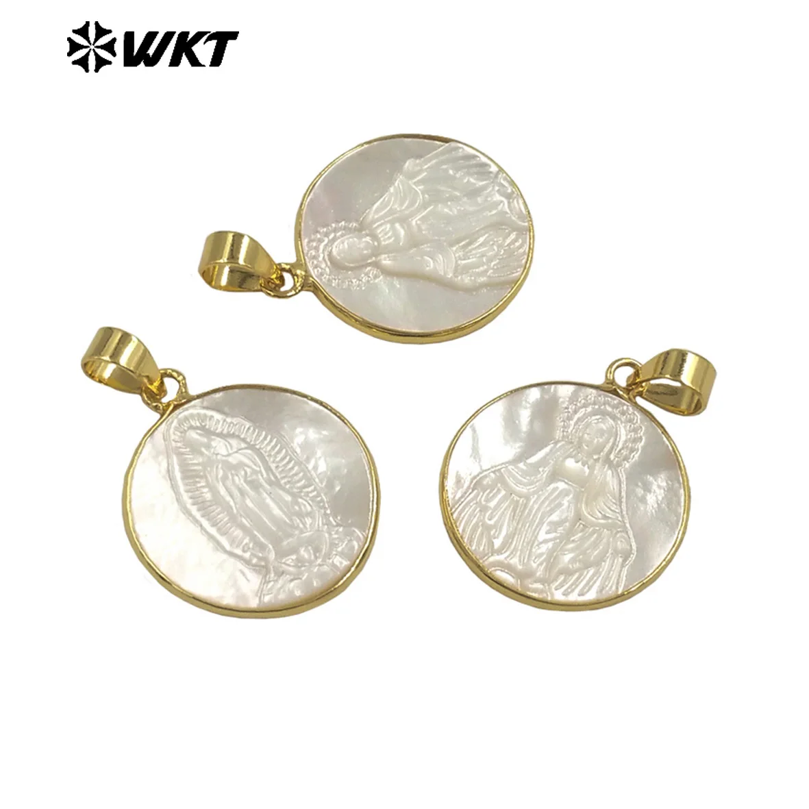 WT-JP042 WKT Лидер продаж красивый натуральный белый кулон в форме ракушки круглой формы Девы Марии резной религиозный стиль для изготовления ювелирных изделий
WT-JP042 WKT Лидер продаж красивый натуральный белый кулон в форме ракушки круглой формы Девы Марии резной религиозный стиль для изготовления ювелирных изделий