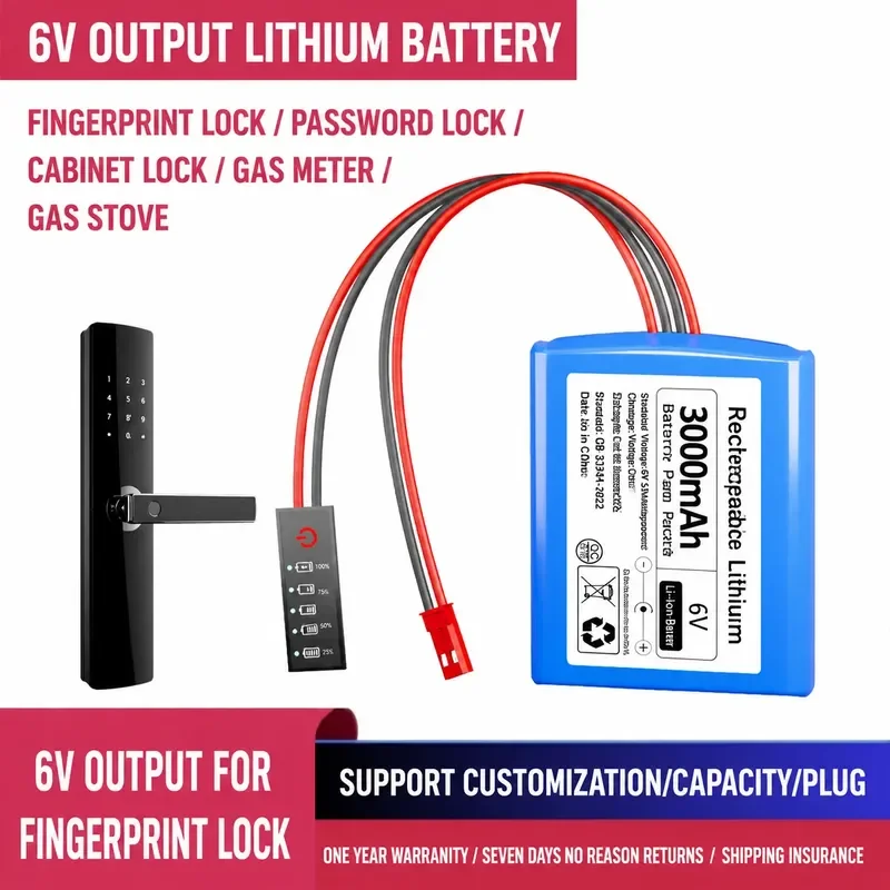 6V Fingerprint Lock Battery Large Capacity Rechargeable Battery for Smart Door Lock Lithium Dry Battery Replacement
6V Fingerprint Lock Battery Large Capacity Rechargeable Battery for Smart Door Lock Lithium Dry Battery Replacement