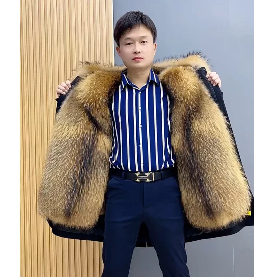 Fur Parka For Man With Hood Real Raccoon Lining Warm Winter Men's Jacket With Natural Fox Fur Collar
Fur Parka For Man With Hood Real Raccoon Lining Warm Winter Men's Jacket With Natural Fox Fur Collar