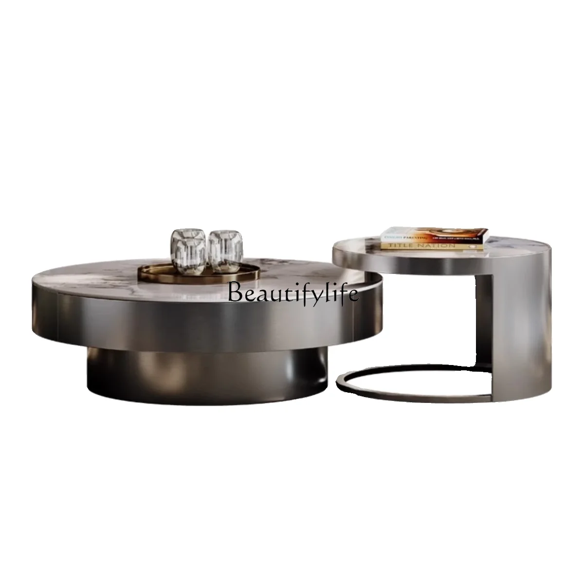 Italian light luxury living room coffee table modern simple rock slab marble round tea table
Italian light luxury living room coffee table modern simple rock slab marble round tea table