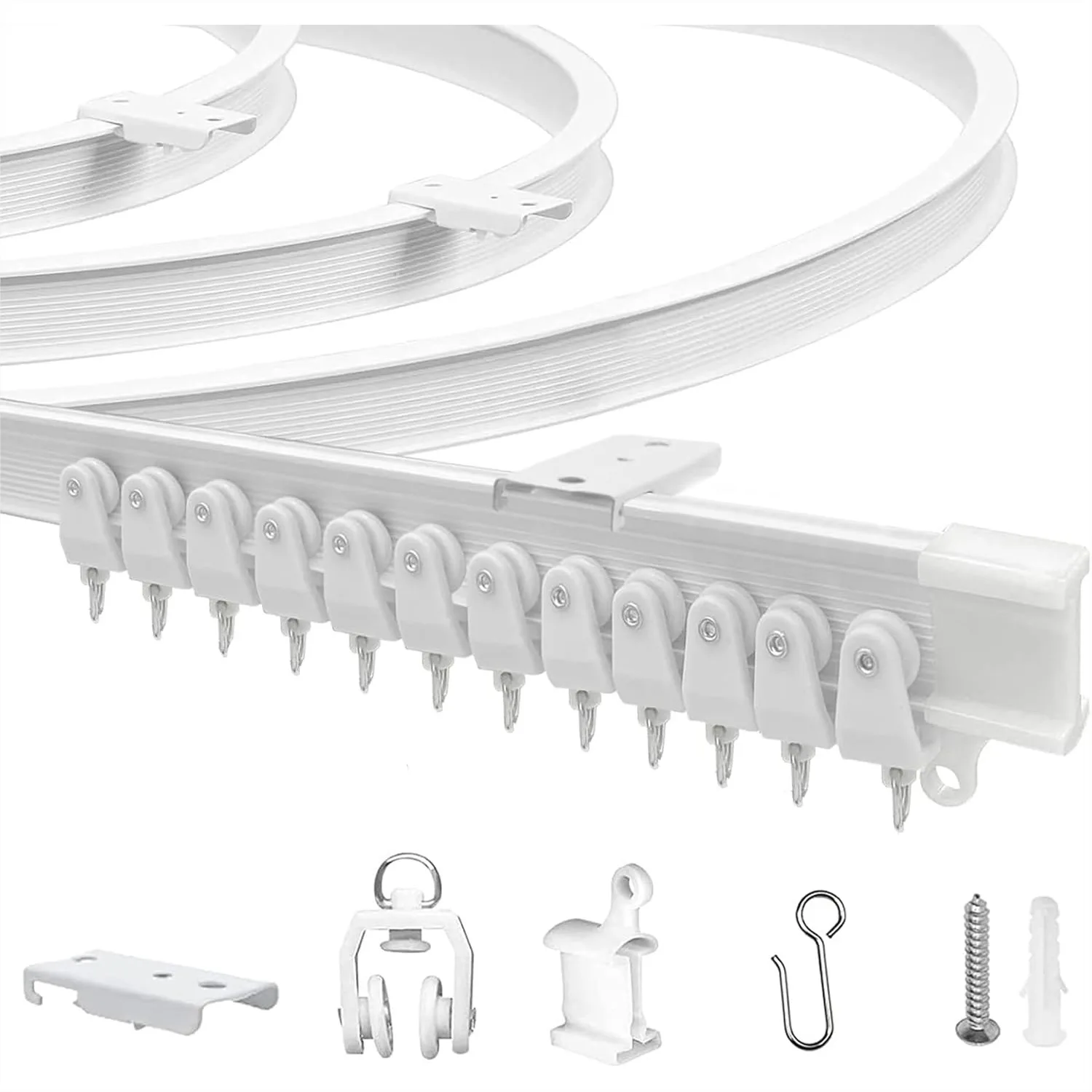 Flexible Ceiling Curtain Track 9.8ft, Bendable PVC Curved Track with Rollers & Brackets for L-Shape U-Shape, Ceiling Mounted
Flexible Ceiling Curtain Track 9.8ft, Bendable PVC Curved Track with Rollers & Brackets for L-Shape U-Shape, Ceiling Mounted