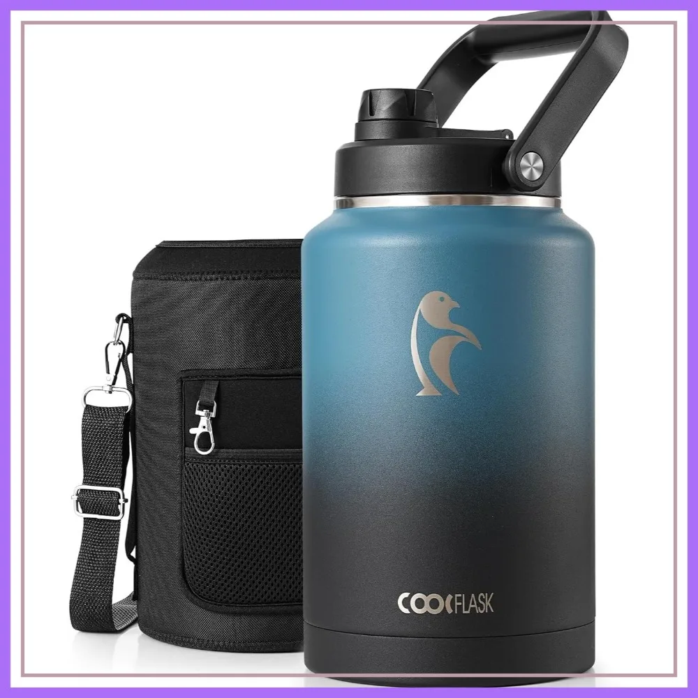 128 oz Stainless Steel Water Jug Insulated, Leakproof with Handle and Carrying Sleeve, Wide Mouth for Camping Sports
128 oz Stainless Steel Water Jug Insulated, Leakproof with Handle and Carrying Sleeve, Wide Mouth for Camping Sports