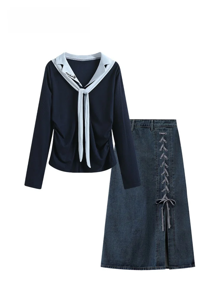 plus Size Ne Long Sve Set Women's Spring New Sle Plump Sister College Sle T-irt f Skirt Jeanswest Z Brand
plus Size Ne Long Sve Set Women's Spring New Sle Plump Sister College Sle T-irt f Skirt Jeanswest Z Brand