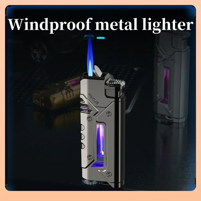 Windproof Turbo Gas Lighter Metal Material Cool LED Blue Flame Straight Towards Fashion Personalized Lighters For Smokers
Windproof Turbo Gas Lighter Metal Material Cool LED Blue Flame Straight Towards Fashion Personalized Lighters For Smokers