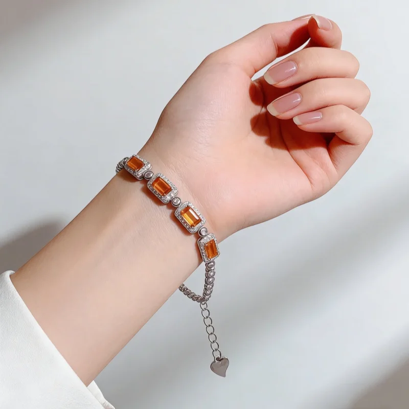 S925 Sterling Silver Natural Citrine Tennis Bracelet 3*5mm Rectangle CZ Halo Women Gemstone Jewelry Gift
S925 Sterling Silver Natural Citrine Tennis Bracelet 3*5mm Rectangle CZ Halo Women Gemstone Jewelry Gift