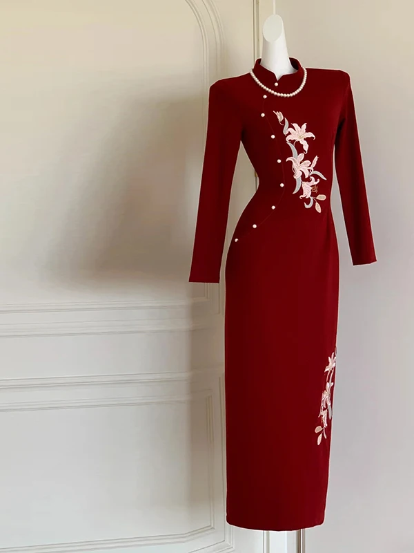 Red New Chinese Sle Wedding Dr Long Sve Improved Bridesmaid Evening Gown Ele Vintage Polyester Fibre
Red New Chinese Sle Wedding Dr Long Sve Improved Bridesmaid Evening Gown Ele Vintage Polyester Fibre