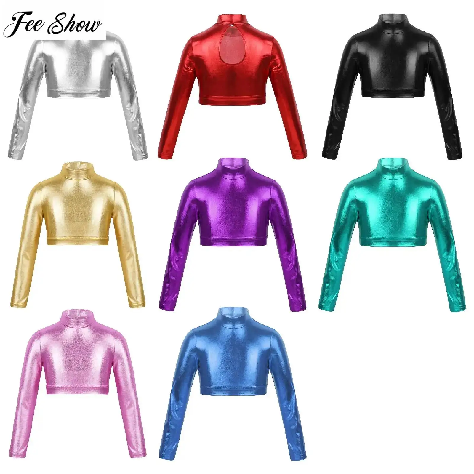 Детские танцевальные Топы с длинным рукавом и ложным воротником для девочек, Блестящий металлический кроп-топ для джазовых танцев, выступлений, клубов, вечеринок
Детские танцевальные Топы с длинным рукавом и ложным воротником для девочек, Блестящий металлический кроп-топ для джазовых танцев, выступлений, клубов, вечеринок