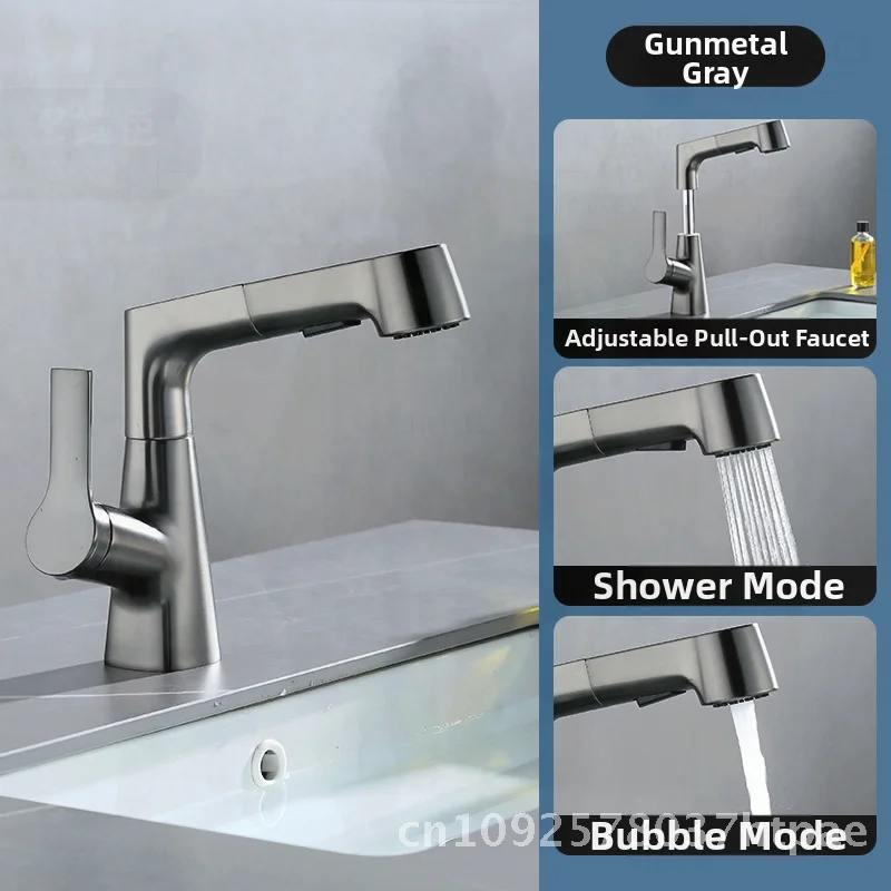 Gun Gray Bathroom Pull-Out Faucet Copper Basin Multi-Function Lifting Hot And Cold Tap for Household Kitchen Sink
Gun Gray Bathroom Pull-Out Faucet Copper Basin Multi-Function Lifting Hot And Cold Tap for Household Kitchen Sink