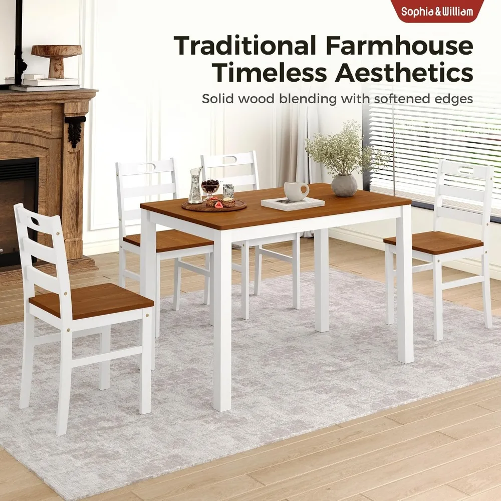 5 Piece Dining Table Set for 4, Wood Kitchen Table and Chairs Set, 45" Rectangular Breakfast Dining Table, Customized
5 Piece Dining Table Set for 4, Wood Kitchen Table and Chairs Set, 45" Rectangular Breakfast Dining Table, Customized