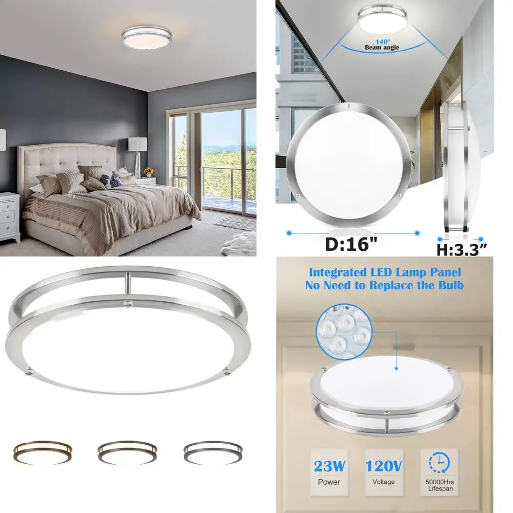 16 Brushed Nickel LED Flush Mount Ceiling Light, 3000K-5000K Adjustable Color, 25W Modern Fixture for Bathroom & Bedroom
16 Brushed Nickel LED Flush Mount Ceiling Light, 3000K-5000K Adjustable Color, 25W Modern Fixture for Bathroom & Bedroom