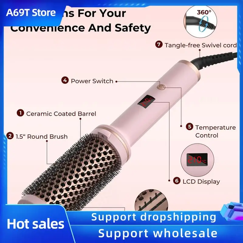 A69T Heated Styling Brush Multifunction 3In1 Ionic Hair Curler/Straightener With Anti-Scald Nylon Bristles EU Plug
A69T Heated Styling Brush Multifunction 3In1 Ionic Hair Curler/Straightener With Anti-Scald Nylon Bristles EU Plug