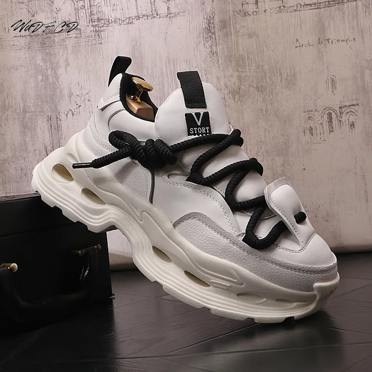 Chunky Sneaker Plus Size 45 Men Hollow Sole Sport Shoes Fashion Casual Split Leather Breathable Height Increased Platform Shoes
Chunky Sneaker Plus Size 45 Men Hollow Sole Sport Shoes Fashion Casual Split Leather Breathable Height Increased Platform Shoes