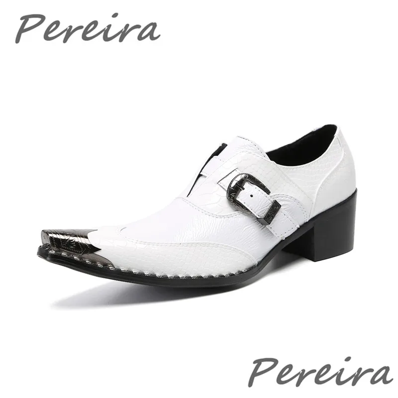 White Genuine Leather Derby Shoes for Men Metal Buckle Iron Pointy Toe 6CM High Heel Oxfords Summer Party Wedding Dress Shoes
White Genuine Leather Derby Shoes for Men Metal Buckle Iron Pointy Toe 6CM High Heel Oxfords Summer Party Wedding Dress Shoes