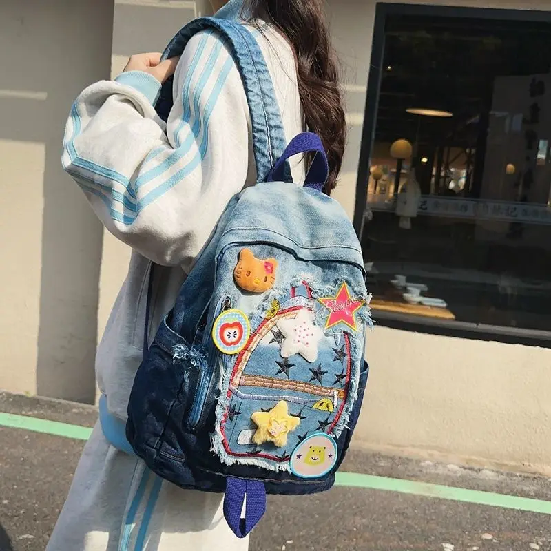 Kawaii Sanrio Hello Kitty Sweet женский джинсовый рюкзак домашний супер наклейки с множеством звезд милый и универсальный студенческий школьный рюкзак
Kawaii Sanrio Hello Kitty Sweet женский джинсовый рюкзак домашний супер наклейки с множеством звезд милый и универсальный студенческий школьный рюкзак
