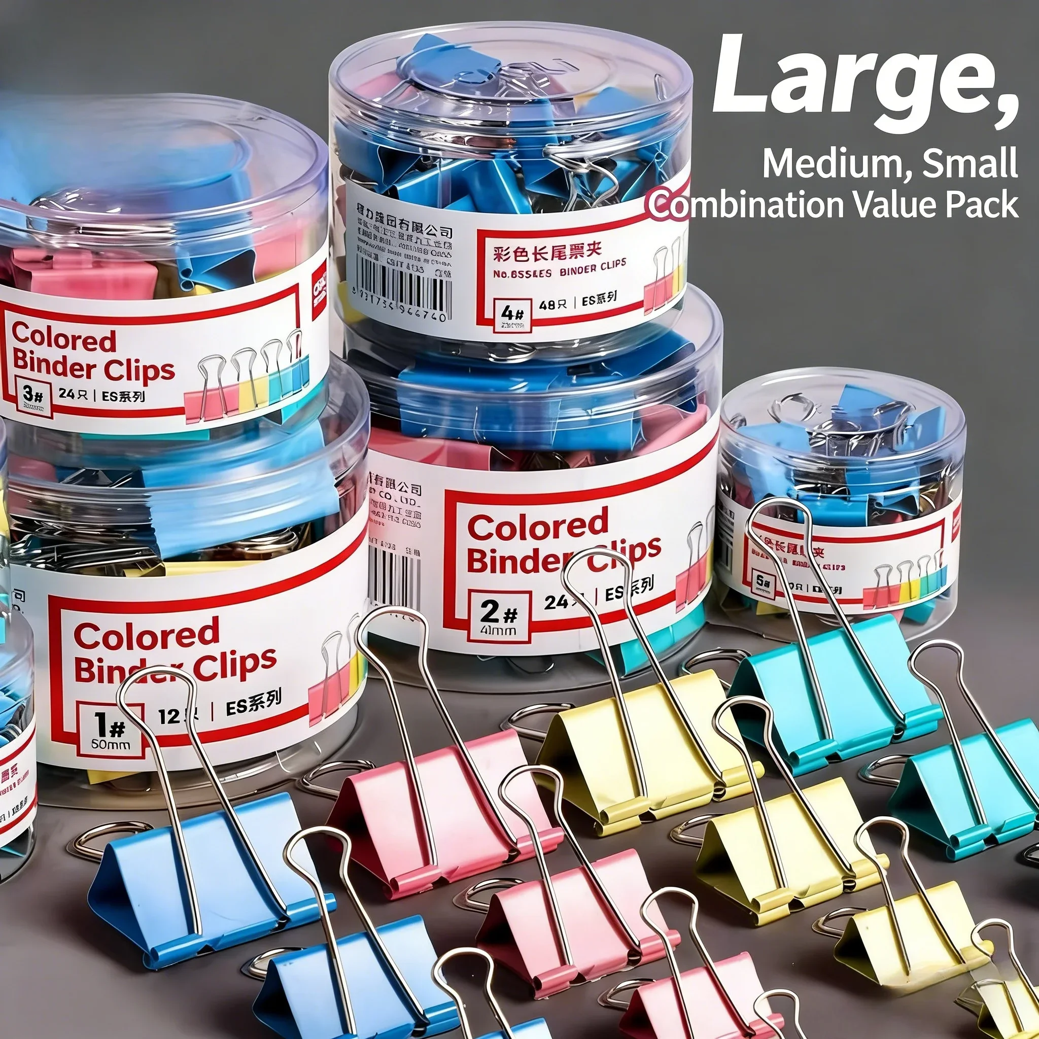 1-6# Multisize Colorful Binder Clips Long Tail Paper Clips Office Stationery Book Clamps Barrel Packed
1-6# Multisize Colorful Binder Clips Long Tail Paper Clips Office Stationery Book Clamps Barrel Packed