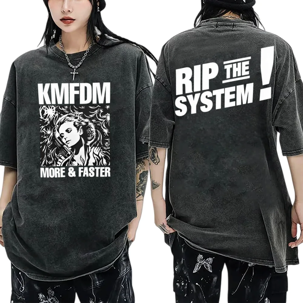 Vintage Hardcore Alternative Rock Kmfdm More and Faster Rip The System Acid wash T-shirt Fashion Oversize Streetwear
Vintage Hardcore Alternative Rock Kmfdm More and Faster Rip The System Acid wash T-shirt Fashion Oversize Streetwear