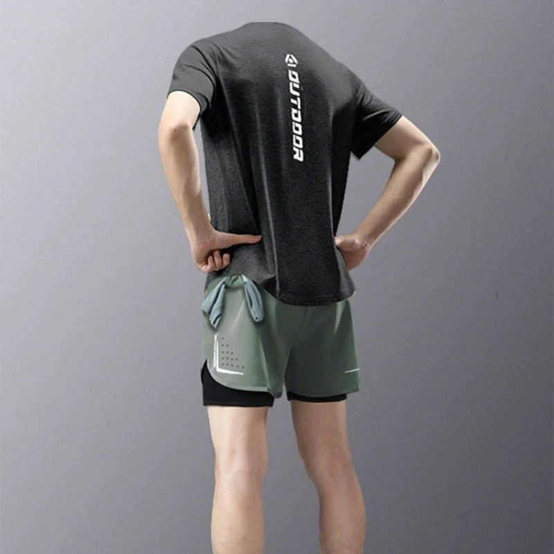 Men's Quick Dry Running Two Piece Set Short Sleeve T Shirt and Lined Shorts Athletic Outfit for Marathon Training
Men's Quick Dry Running Two Piece Set Short Sleeve T Shirt and Lined Shorts Athletic Outfit for Marathon Training