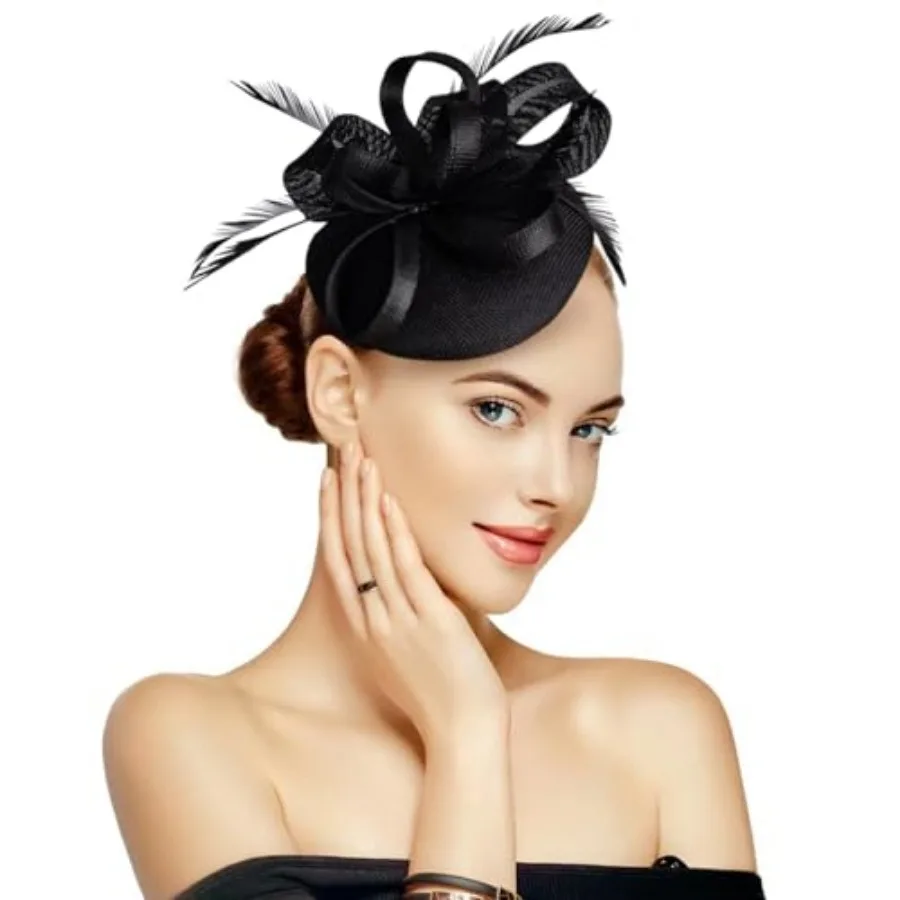 Specell Women's Handmade Tea Party Fascinator Hat, Pillbox Derby Hat with Feather Hair Clip, Elegant Formal Fashion Headwear
Specell Women's Handmade Tea Party Fascinator Hat, Pillbox Derby Hat with Feather Hair Clip, Elegant Formal Fashion Headwear