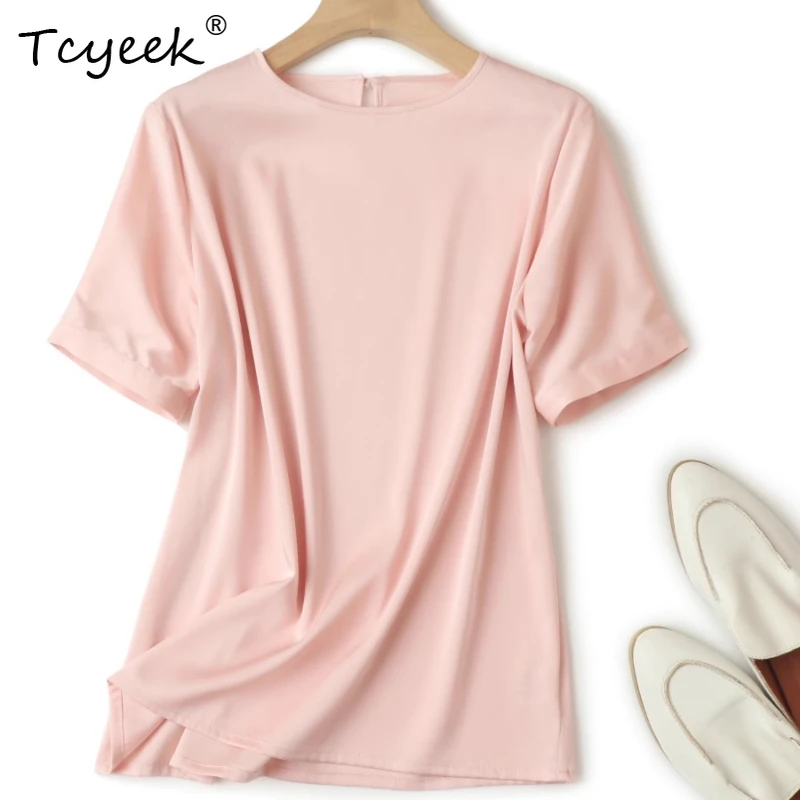 Tcyeek 93% Mulberry Silk 7% Spandex Summer Thin Short Sleeve Solid Color Round Neck Slimming Women's T-shirt Футболки Женскиe
Tcyeek 93% Mulberry Silk 7% Spandex Summer Thin Short Sleeve Solid Color Round Neck Slimming Women's T-shirt Футболки Женскиe