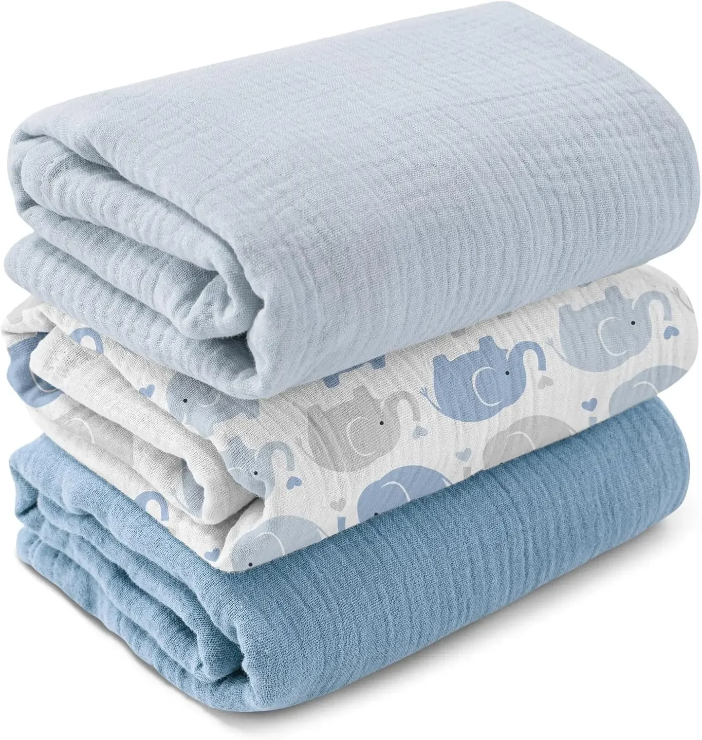 3-Pack Muslin Swaddle Blankets for Newborns, Unisex Elephant Design, 40 x 38 inches - Soft Baby Essentials Gift
3-Pack Muslin Swaddle Blankets for Newborns, Unisex Elephant Design, 40 x 38 inches - Soft Baby Essentials Gift