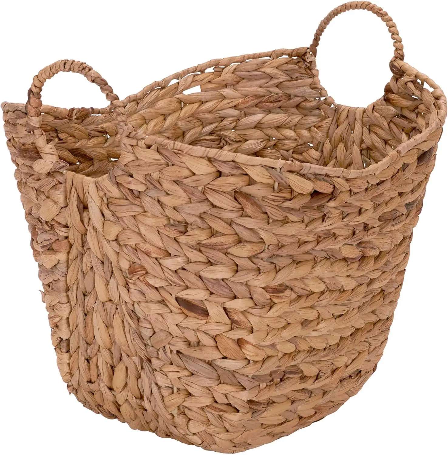 Tall Natural Wicker Basket with Handles for Storage, Brown Water Hyacinth Handwoven
Tall Natural Wicker Basket with Handles for Storage, Brown Water Hyacinth Handwoven