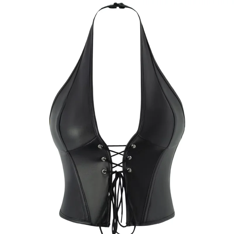 Women's Sexy Crop Top Patent Bandage Vest Leather Strappy Corset Tops Black Fashion Gothic Tank Party
Women's Sexy Crop Top Patent Bandage Vest Leather Strappy Corset Tops Black Fashion Gothic Tank Party