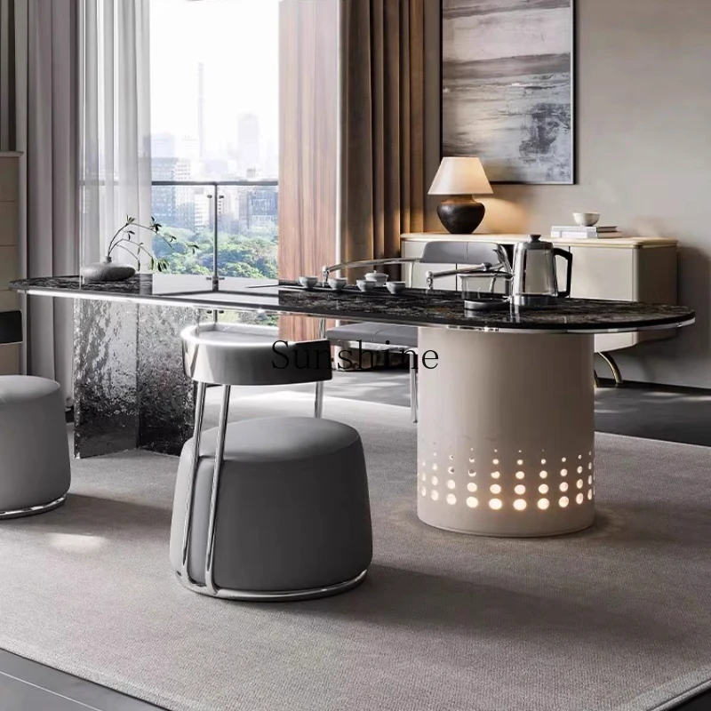 Simple modern creative high-end sense light luxury multi-functional integrated tea table and chair combination
Simple modern creative high-end sense light luxury multi-functional integrated tea table and chair combination