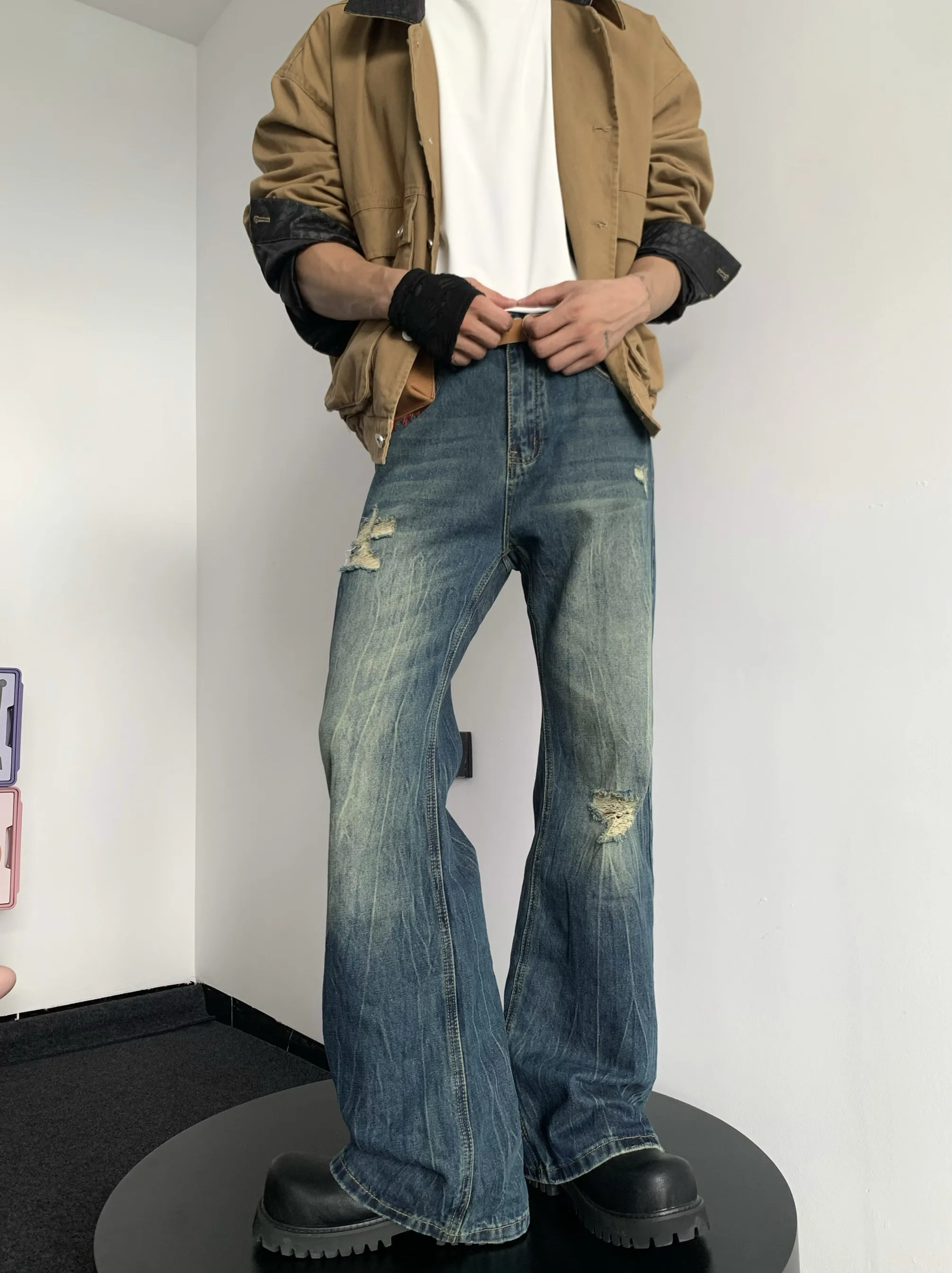 Retro American High Street Distressed Blue Jeans Men's Cleanfit Slim Flared Casual Slimming Long Pants Women's Jeans
Retro American High Street Distressed Blue Jeans Men's Cleanfit Slim Flared Casual Slimming Long Pants Women's Jeans