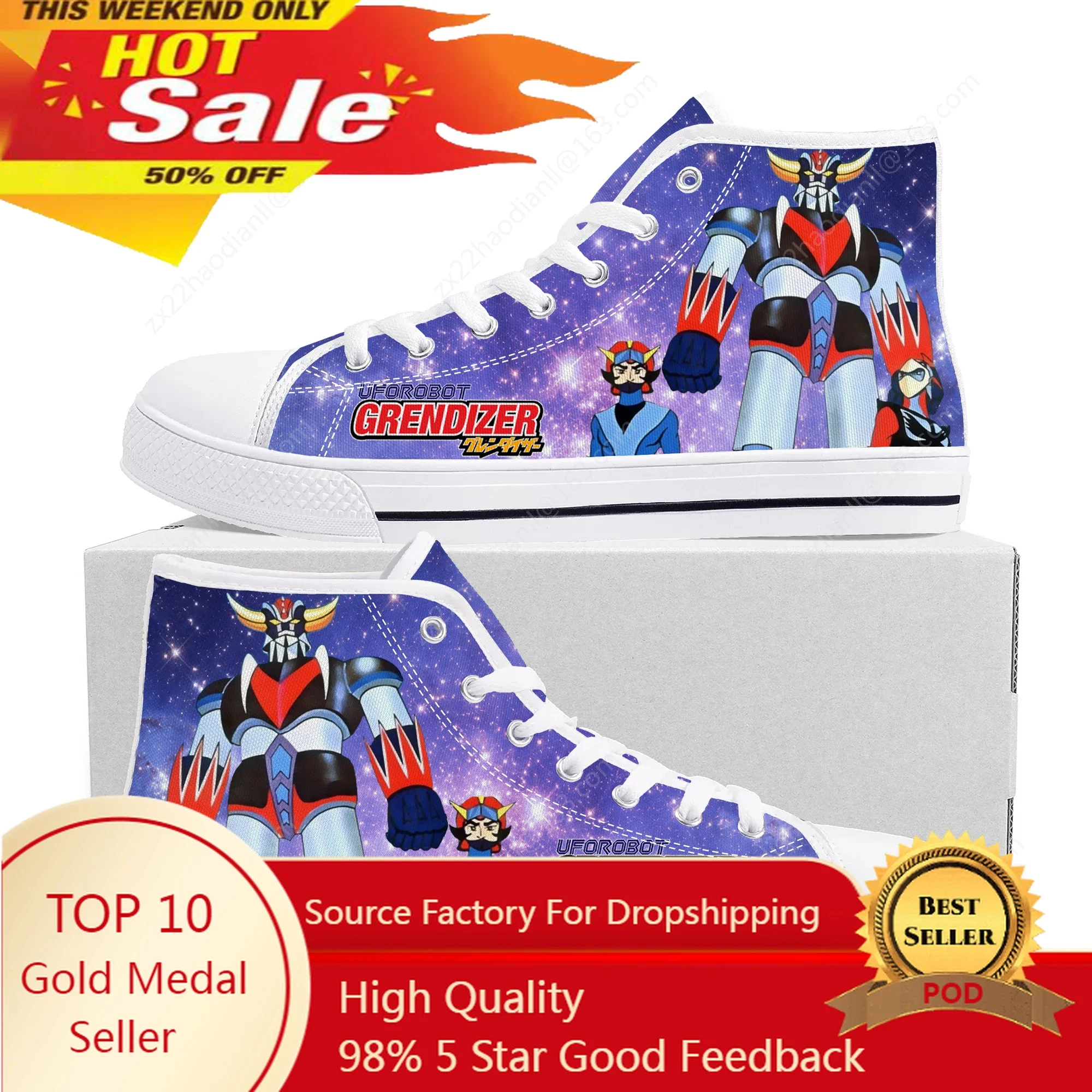 Hot Cartoon UFO Robot Grendizer High Top Sneakers High Quality Men Women Teenager Canvas Sneaker Casual Couple Shoes Custom Shoe
Hot Cartoon UFO Robot Grendizer High Top Sneakers High Quality Men Women Teenager Canvas Sneaker Casual Couple Shoes Custom Shoe