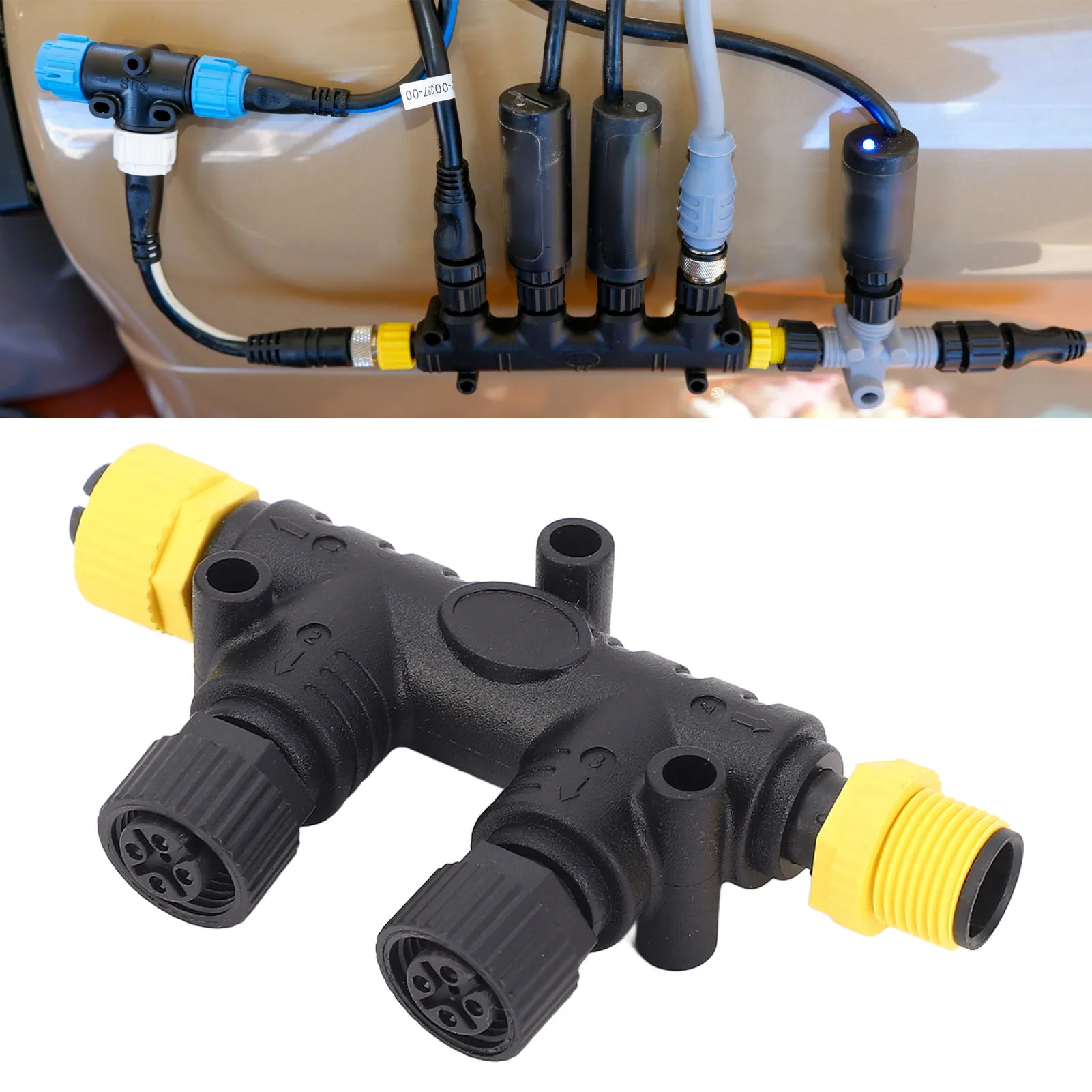 for NMEA 2000 2 Ports T Connectors IP67 Water Resistant Metal Nut M12 5 Pin Backbone Drop Cable Tee Connector for Lowrance
for NMEA 2000 2 Ports T Connectors IP67 Water Resistant Metal Nut M12 5 Pin Backbone Drop Cable Tee Connector for Lowrance