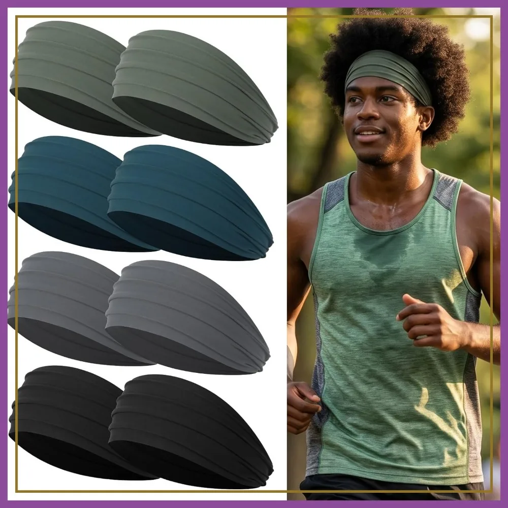 8Pcs 5.5-Inch Wide Men's Sweat Headbands for Long Hair, Sports Headbands for Basketball Gym Running Outdoor Work
8Pcs 5.5-Inch Wide Men's Sweat Headbands for Long Hair, Sports Headbands for Basketball Gym Running Outdoor Work