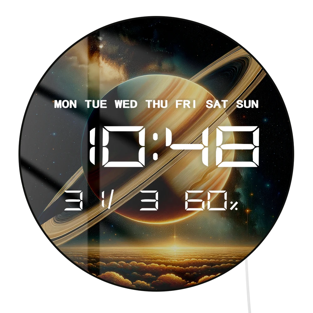 Planet Saturn with Rings Electric Numeric Wall Clock Starry Sky Astronomy Artwork Home Decor LED Auto Dimming Digital Wall Clock
Planet Saturn with Rings Electric Numeric Wall Clock Starry Sky Astronomy Artwork Home Decor LED Auto Dimming Digital Wall Clock