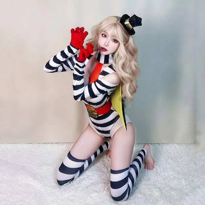 Sexy Clown Cosplay Costume loween Performance Cross-Border Women's Outfit Striped Clown Outfit Adult Apparel Ghostly Clown
Sexy Clown Cosplay Costume loween Performance Cross-Border Women's Outfit Striped Clown Outfit Adult Apparel Ghostly Clown