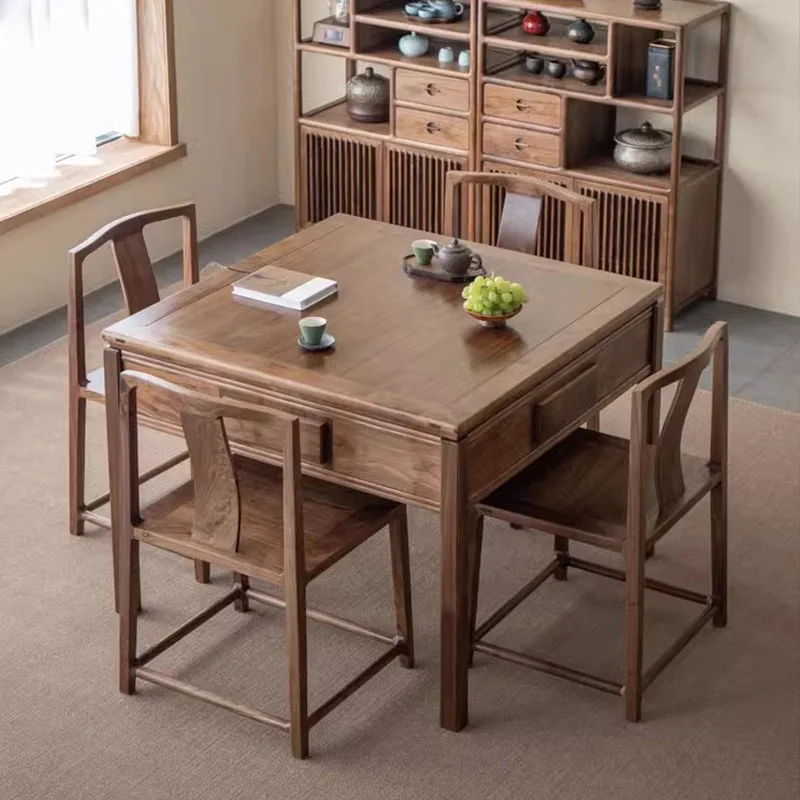 North American all black walnut zen chess and card table solid wood cover mahjong table automatic
North American all black walnut zen chess and card table solid wood cover mahjong table automatic