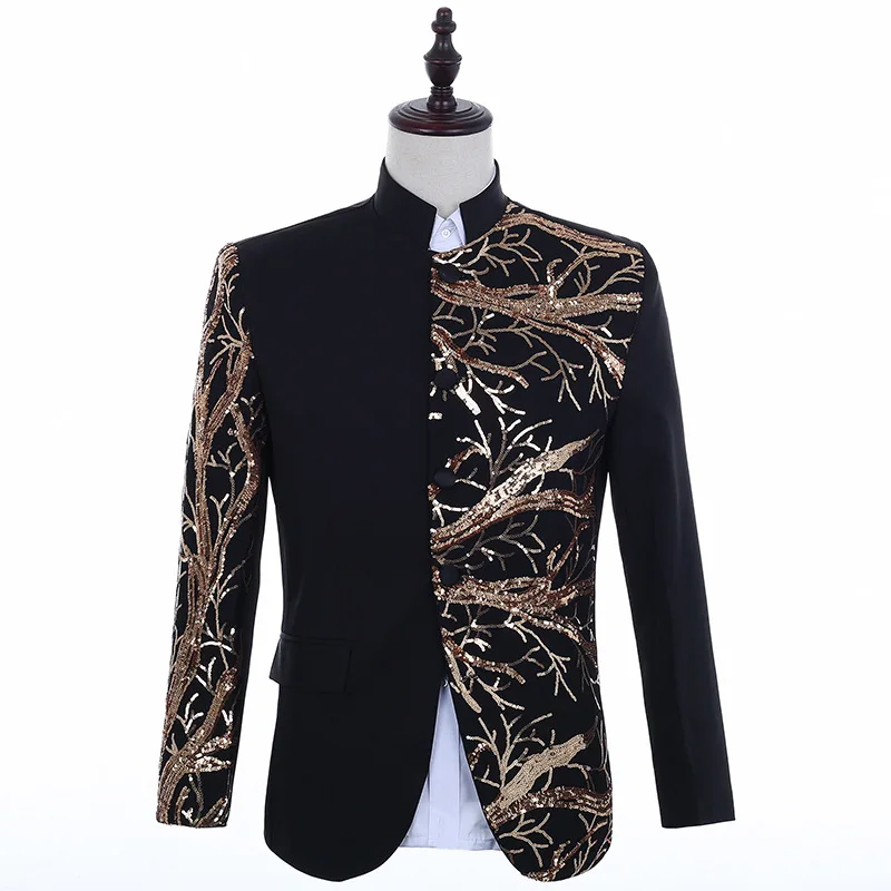 Mens Sequins Patchwork Tuxedo Blazers Hipster Slim Fit Stand Collar Suit Jacket Blazer Men Party Stage Hip Hop Prom Clothing
Mens Sequins Patchwork Tuxedo Blazers Hipster Slim Fit Stand Collar Suit Jacket Blazer Men Party Stage Hip Hop Prom Clothing