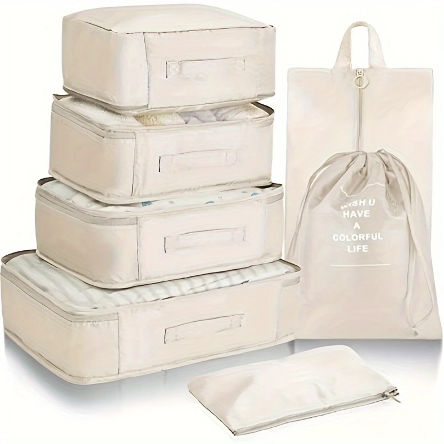 7pcs/set Portable Travel Bag, Travel Packing Bag For Luggage Suitcase, Underwear, Shoes, Makeup, Durable Container, Household S
7pcs/set Portable Travel Bag, Travel Packing Bag For Luggage Suitcase, Underwear, Shoes, Makeup, Durable Container, Household S