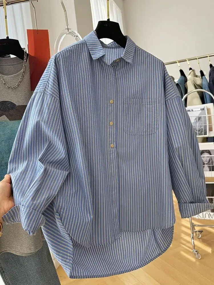 Women Blouses Shirts Lady Fashion Casual Long Sleeve Turn-down Blue Stripes Blusas Tops
Women Blouses Shirts Lady Fashion Casual Long Sleeve Turn-down Blue Stripes Blusas Tops