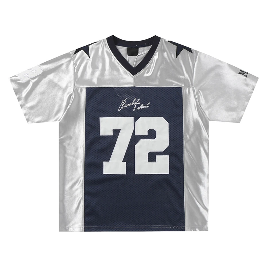 Men Jersey T-Shirt Y2K Vintage Embroidered Star Patchwork Sport Tshirt Hip Hop Harajuku Casual Quick Drying V-Neck Top Unisex
Men Jersey T-Shirt Y2K Vintage Embroidered Star Patchwork Sport Tshirt Hip Hop Harajuku Casual Quick Drying V-Neck Top Unisex