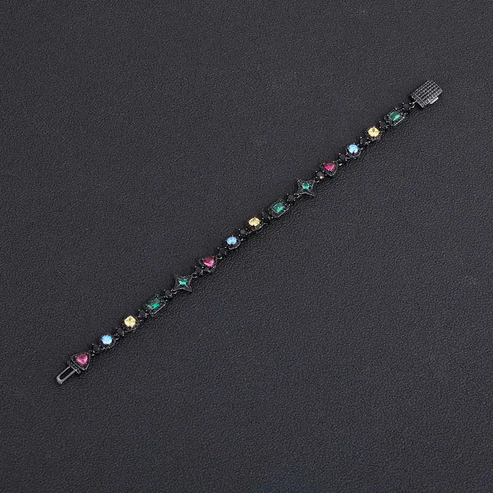 NUOYA Gothic Black Plated Multi-Shape Rainbow CZ Tennis Bracelet Mixed Color Crystal Inlaid Hip Hop Bling Hand Bracelet Unisex
NUOYA Gothic Black Plated Multi-Shape Rainbow CZ Tennis Bracelet Mixed Color Crystal Inlaid Hip Hop Bling Hand Bracelet Unisex