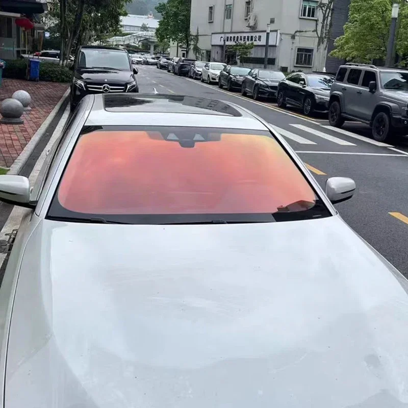 VLT 78% Sunset Red Chameleon Car Windshield Tints, Optical Red Orange Color Changing Film Window Foil Solar Film 75/100x300cm
VLT 78% Sunset Red Chameleon Car Windshield Tints, Optical Red Orange Color Changing Film Window Foil Solar Film 75/100x300cm