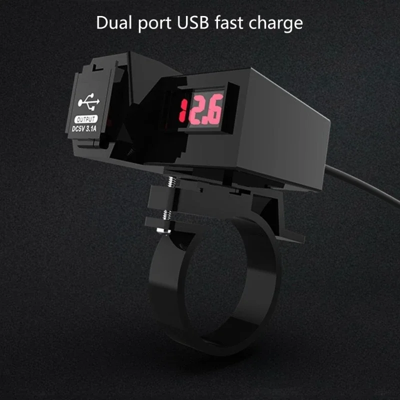 Motorcycle Socket Phone Charging Socket with Switch Digital Voltmeter Handlebar Mounted Double USB Fast Charging Outlet D7YA
Motorcycle Socket Phone Charging Socket with Switch Digital Voltmeter Handlebar Mounted Double USB Fast Charging Outlet D7YA