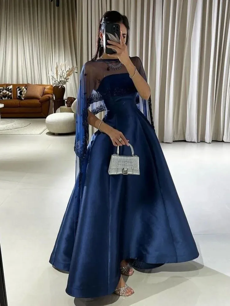 LAYXHS Fashion Evening Dresses Navy Blue A-Line O-Neck Pleat Tulle Prom Dresses Customized robes de soirée 
LAYXHS Fashion Evening Dresses Navy Blue A-Line O-Neck Pleat Tulle Prom Dresses Customized robes de soirée