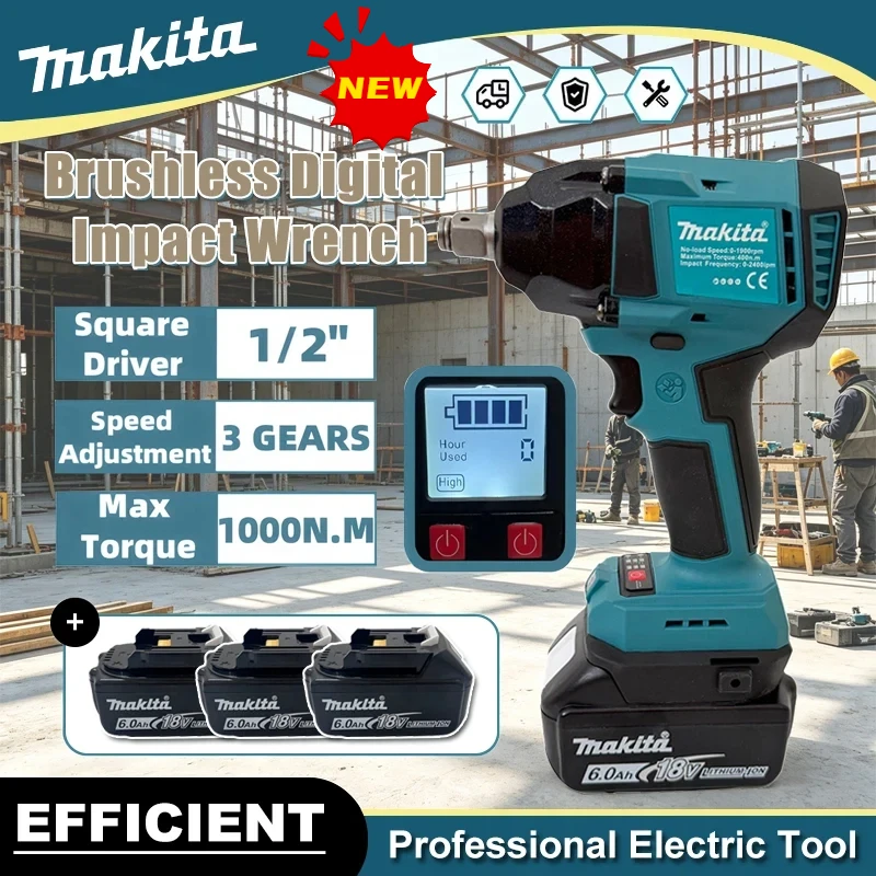 2026 Makita Brushless Digital Display Electric Impact Wrench Cordless Electric Torque Wrench 1/2 Inch Screwdriver Power Tool
2026 Makita Brushless Digital Display Electric Impact Wrench Cordless Electric Torque Wrench 1/2 Inch Screwdriver Power Tool