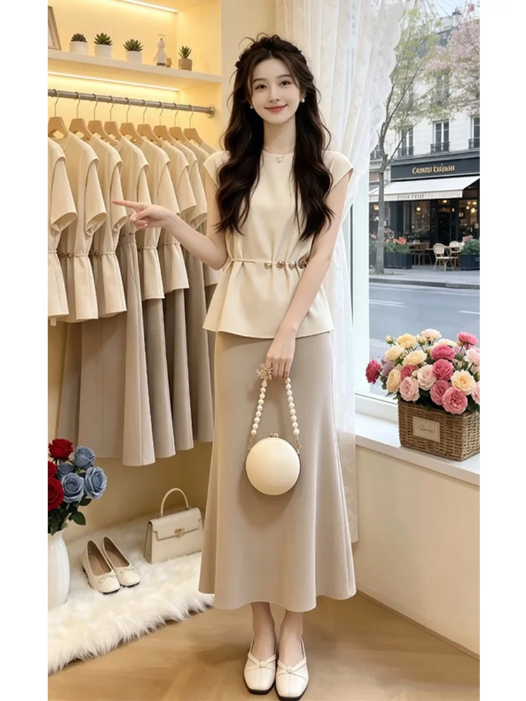 Summer Fashionable Beaded Sleeveless Top And High Waist Skirt Two-Piece Set Women's Casual Wear Comfortable Breathable
Summer Fashionable Beaded Sleeveless Top And High Waist Skirt Two-Piece Set Women's Casual Wear Comfortable Breathable